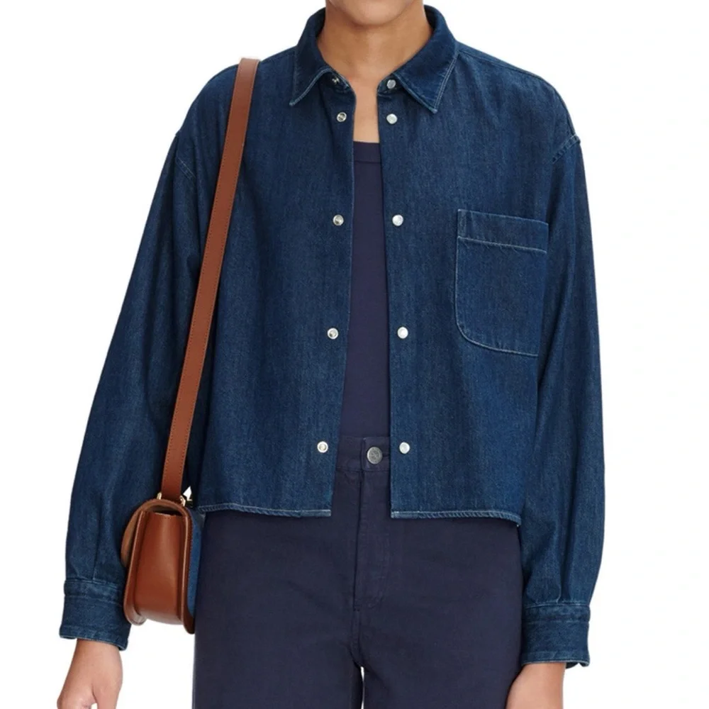APC Samantha Denim Jacket/Shirt in Washed Indigo - Picture 10 of 11